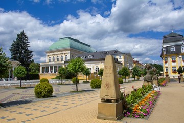 Center of small spa town Frantiskovy Lazne (Franzensbad) in west part of Czech Republic (region...