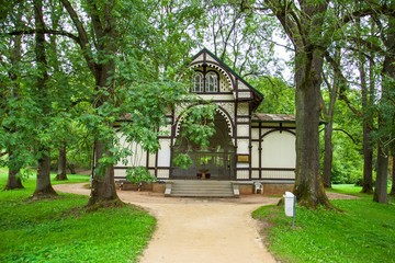 Pavilion of mineral water spring Rudolf - small spa town Marianske Lazne (Marienbad) in west part of Czech Republic - region Karlovy Vary