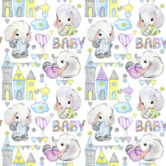 watercolor seamless pattern for Newborn baby