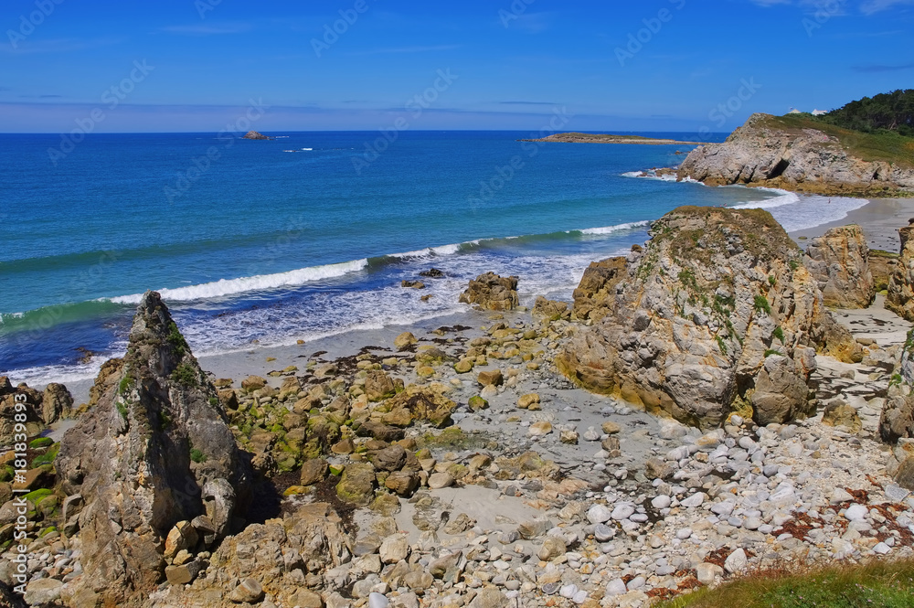 Sticker Pointe de Corsen Strand in der Bretagne, Cote des Abers - Pointe de Corsen beach in Brittany France