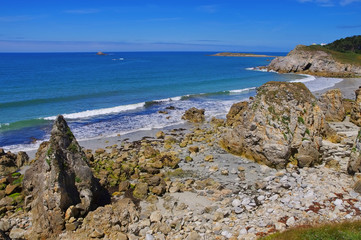 Fototapeta na wymiar Pointe de Corsen Strand in der Bretagne, Cote des Abers - Pointe de Corsen beach in Brittany France