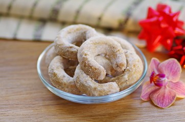 Vanilla horseshoe cookies homemade for Christmas.