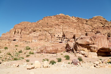 tomb in the antique site of petra in jordan