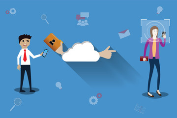 Big data concept,Cloud technology and big data used in marketing - vector