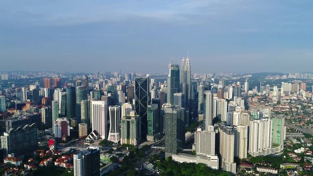 An aerial view of skyscrapers built in the city.