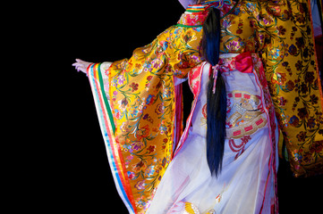 Japanese woman in Traditional kimono and hairdo