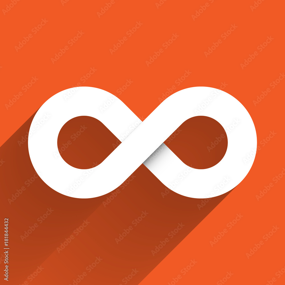 Poster infinity symbol icon. concept of infinite, limitless and endless. simple white vector design element