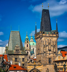 View on Prague in sunset