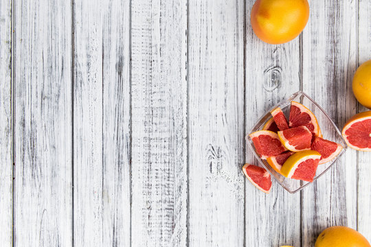 Grapefruit slices (selective focus)