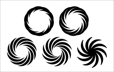 vector set of monochrome sign. The closing movement of the petals. The narrowing and widening of the circle.