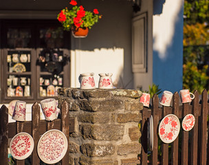 Nice painted ceramics in the old town of Tihany, Hungary