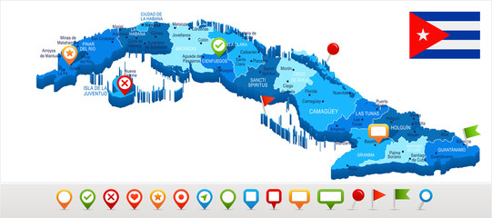 Cuba - map and flag - Detailed Vector Illustration