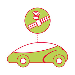 gps navigation car autonomous satellite connection vector illustration