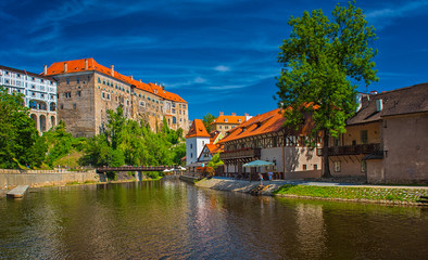 Fototapeta na wymiar View on the medieval old town of Cesky Krumlov, Czech Republic