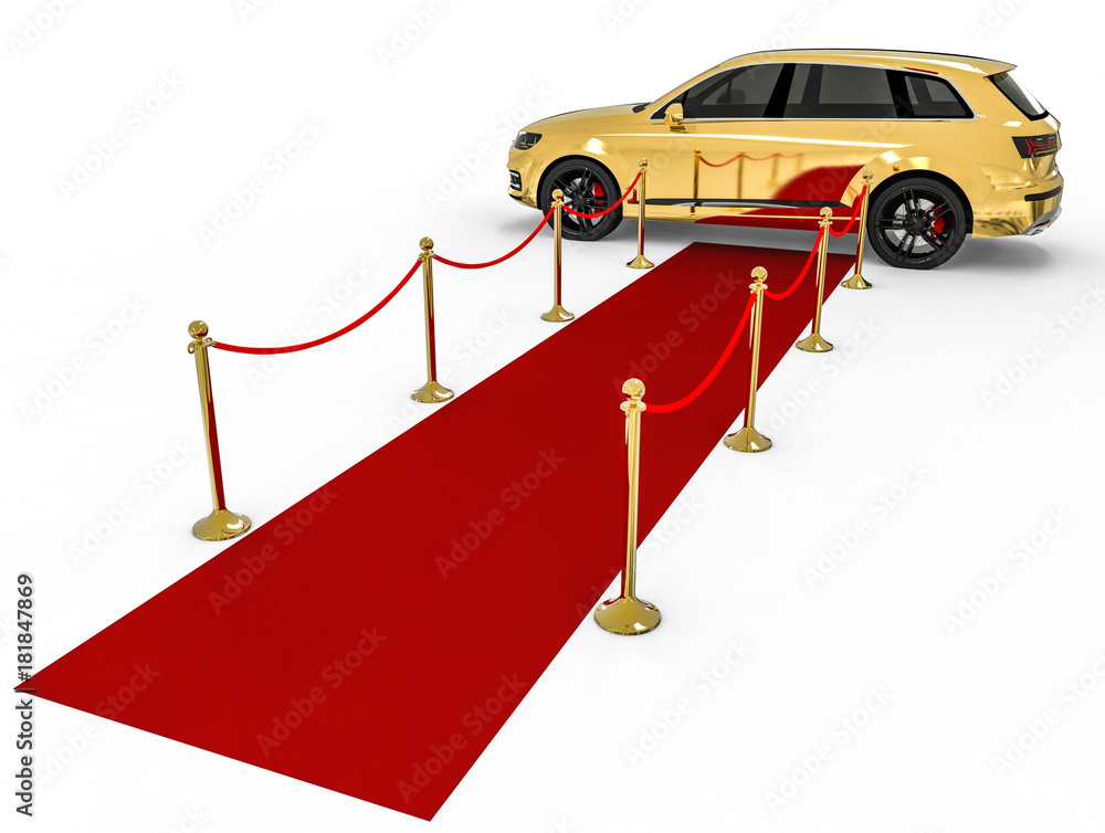 Aufkleber waiting limousine / 3d render image representing a high class limousine with a open door waiting at 