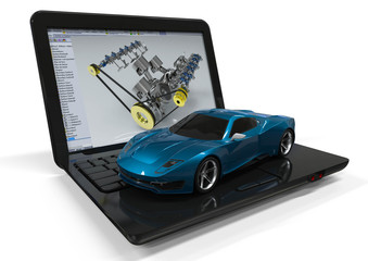 Engine development  / 3D render image representing engine development 