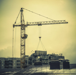 montage of the modular flats, building boom