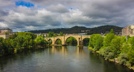 Fototapeta na wymiar Bridge. River Minho. Ourense city, Galicia, Spain. Picture taken – 29 july 2017.