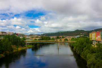 Fototapeta premium Bridge. River Minho. Ourense city, Galicia, Spain. Picture taken – 29 july 2017.