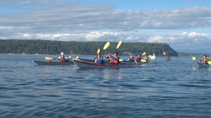 Medium group of people kayaking