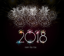 Happy New Yeark 2018 Fireworks Background