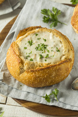 New England Clam Chowder in a Bread Bowl