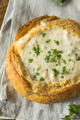 New England Clam Chowder in a Bread Bowl