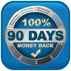 90 days money back blue icon