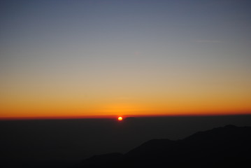 The sun rises at the top of the Prau mountain, dieng wonosobo