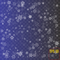 Snowflake vector. Falling Christmas snow fall isolated. Snowflakes decoration effect. Transparent snow flake pattern.