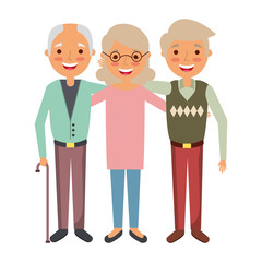 group the elderly woman and men grandparents embraced vector illustration
