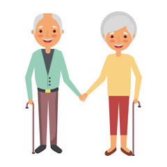 cute couple the old woman and man grandparents lovely vector illustration