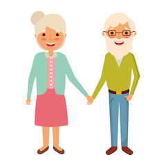 Obraz premium cute couple the old woman and man grandparents lovely vector illustration