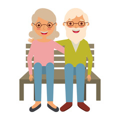 cute couple the old woman and man grandparents lovely vector illustration