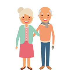 cute couple the old woman and man grandparents lovely vector illustration