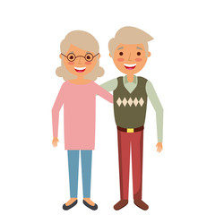 cute couple the old woman and man grandparents lovely vector illustration