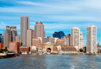 Fototapeta na wymiar Boston Skyline From Harbor