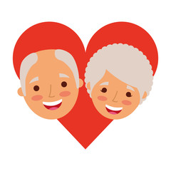 happy grandparents portrait old lovely couple in love characters vector illustration