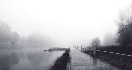 matin brumeux au parc du Heyritz à Strasbourg