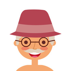 old man portrait of a pensioner grandfather character vector illustration