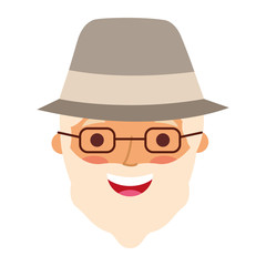 the face old man profile avatar of the grandfather vector illustration