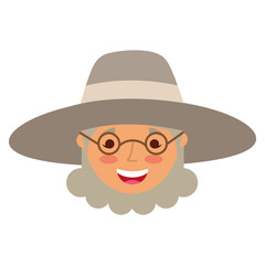 elderly woman lady smiling cartoon people profile vector illustration