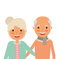 portrait of elderly couple embracing happy adorable vector illustration