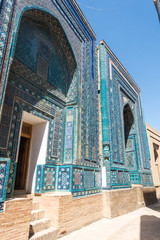 Shah-i-Zinda complex with finely decorated mausoleums in Samarkand, Uzbekistan