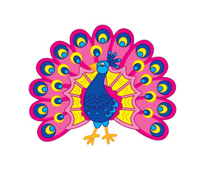 Vector Cute Cartoon Peacock