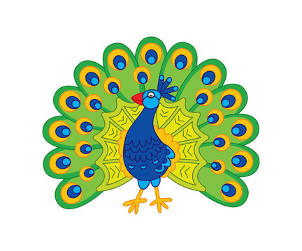 Vector Cute Cartoon Peacock