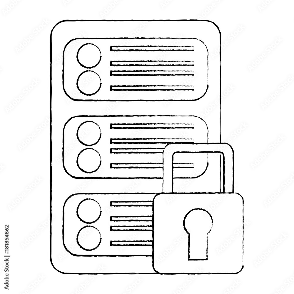 Aufkleber server security safety lock web hosting icon image vector illustration design