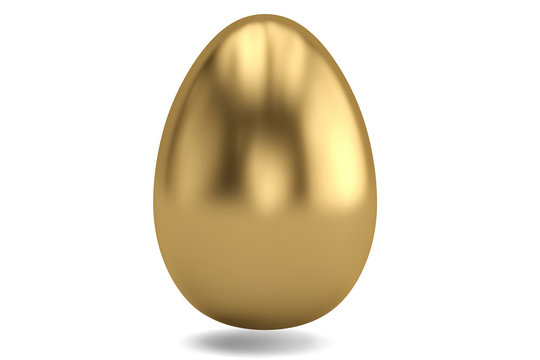 Gold egg on white background. 3D illustration.