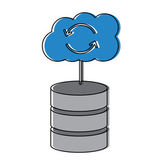 web hosting server with internet cloud storage computing network connection sign vector illustration