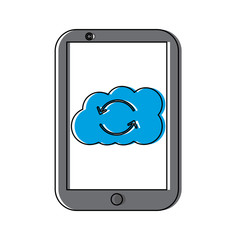 mobile cloud storage hosting system process vector illustration